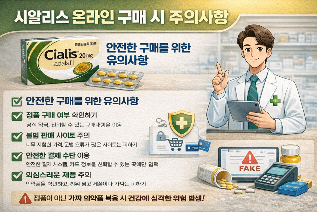 시알리스 온라인 구매 시 주의사항 안내 이미지