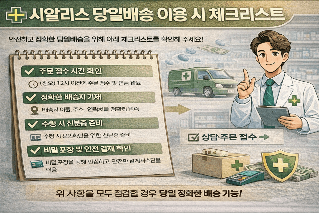 시알리스 당일배송 이용 시 체크리스트 이미지