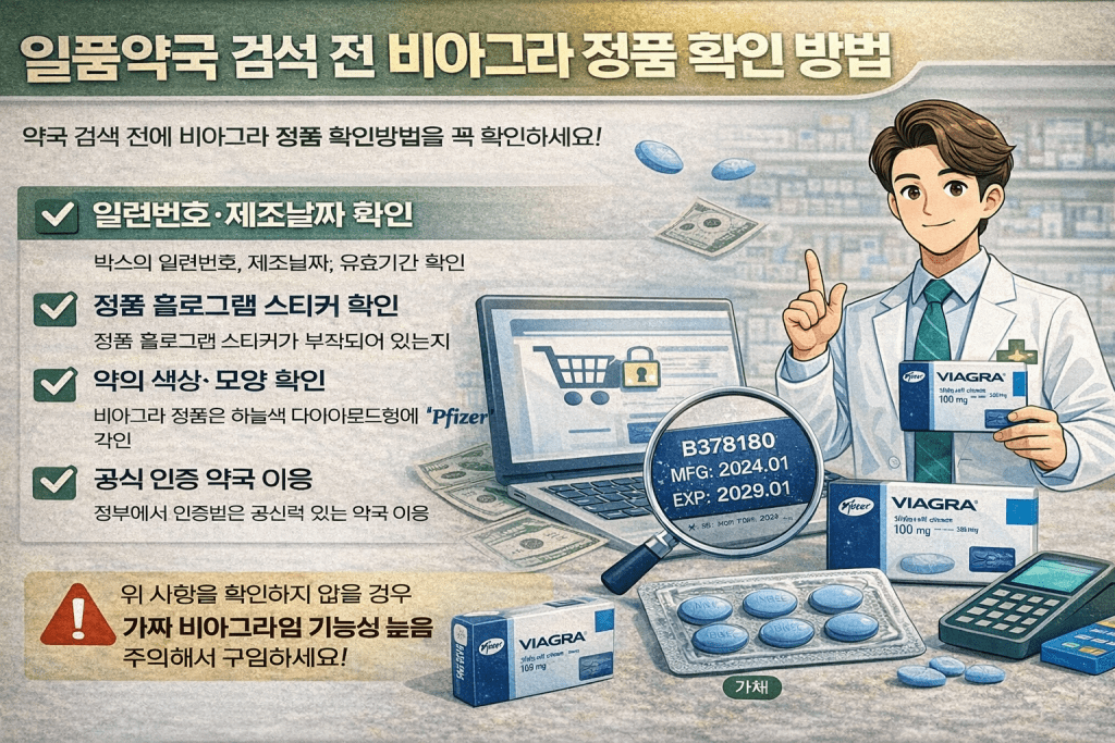 일품약국 검색 전 비아그라 정품 확인 방법 안내 이미지