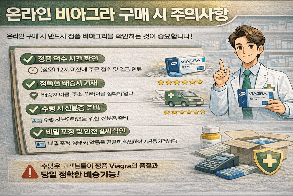 온라인 비아그라 구매 시 주의사항 안내 이미지