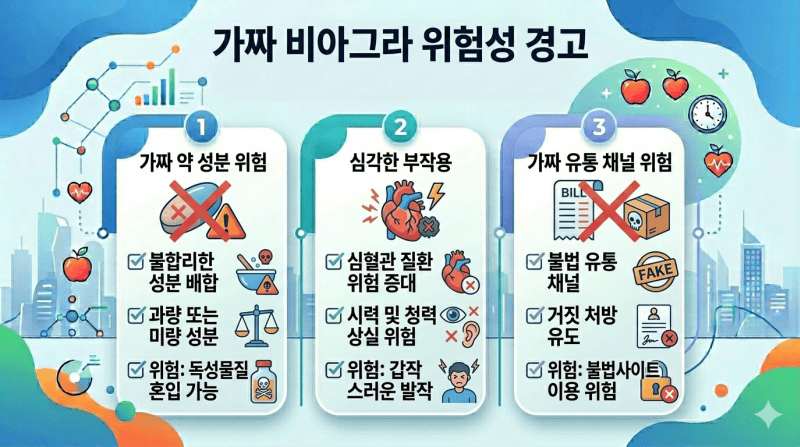 가짜 비아그라 위험성 경고 이미지