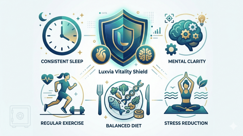 럭스비아 제안 건강한 생활 습관 식단 운동 수면 스트레스 관리 수칙