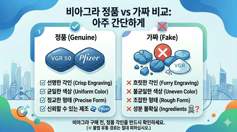 비아그라 정품 가짜 비교 이미지 차이
