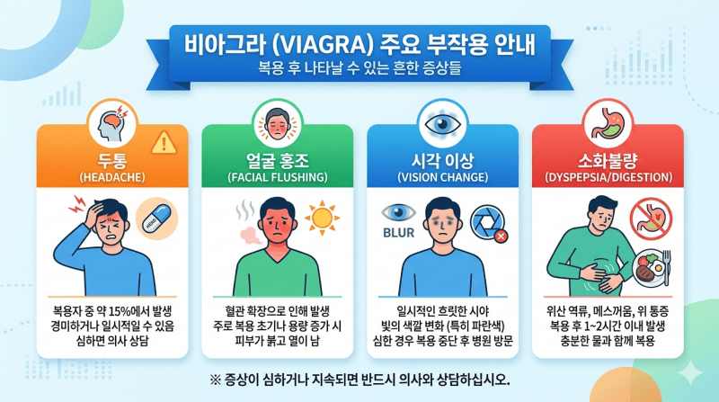 비아그라 부작용 주의사항 복용 시 피해야 할 점